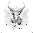 minotaur with dice tattoo design idea