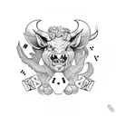 minotaur with dice tattoo design idea