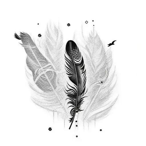 Feather that spreads into crows tattoo design idea