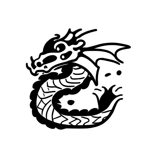 cute dragon eating a sushi roll tattoo design idea