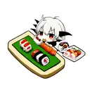 cute dragon eating sushi roll tattoo design idea