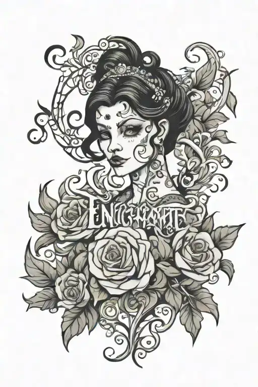 "Enchanté" in italics tattoo design idea