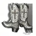 Cowboy boots, cross, music notes, Wyoming bucking horse combined tattoo design idea