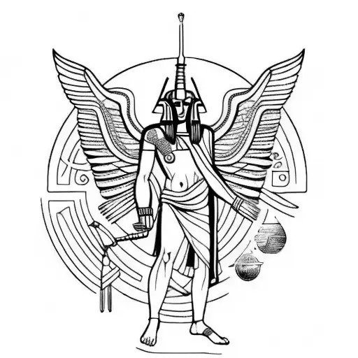 plato, egiptian god ra, anubis tattoo design idea