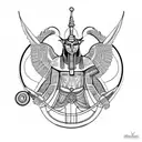 plato, egiptian god ra, anubis tattoo design idea