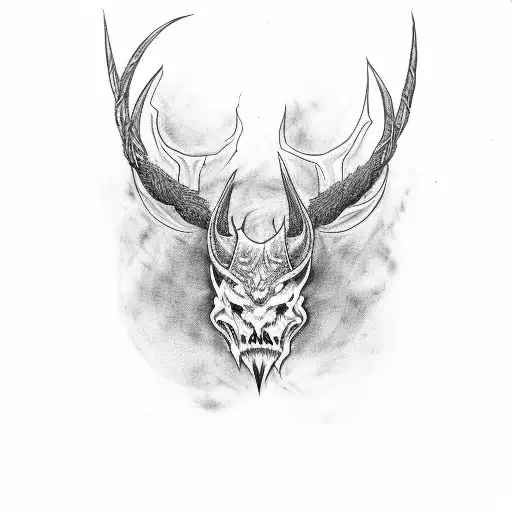 short dagger with horns and leather handle tattoo design idea