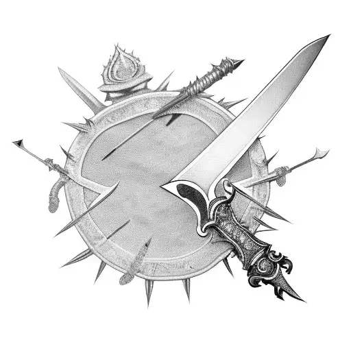 single sword with thorns on it tattoo design idea