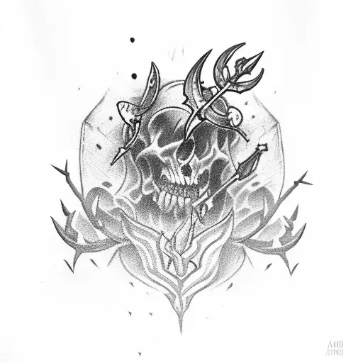 dagger with thorns and leather handle tattoo design idea