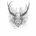 short dagger with horns and leather handle tattoo design idea