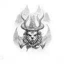 short dagger with horns and leather handle tattoo design idea