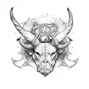 short dagger with horns and leather handle tattoo design idea