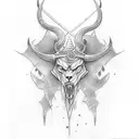 short dagger with horns and leather handle tattoo design idea