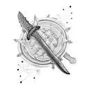 sword with thorns and leather handle tattoo design idea