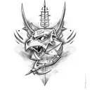 sword with thorns and leather handle tattoo design idea