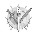 sword with thorns and leather handle tattoo design idea