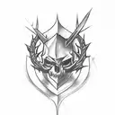 dagger with thorns and leather handle tattoo design idea