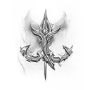 dagger with thorns and leather handle tattoo design idea