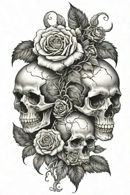 Saint Sebastian, skull and rose tattoo design idea
