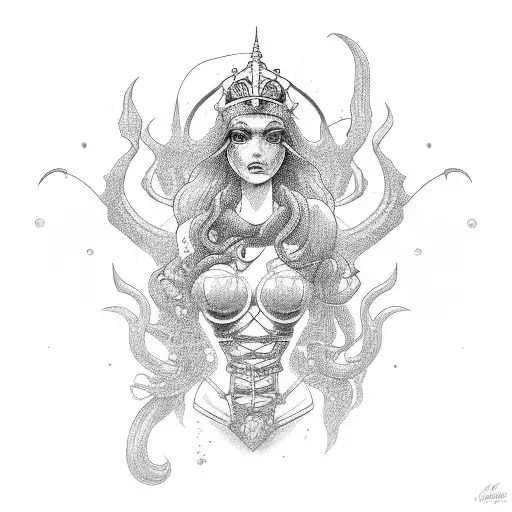 siren old school tattoo design idea