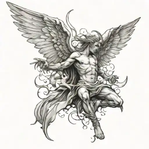 fallen angel lucifer falling tattoo design idea