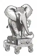 An elephant with musical note and a pair of studio speakers  tattoo design idea