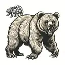 grizzly bear standing tattoo design idea