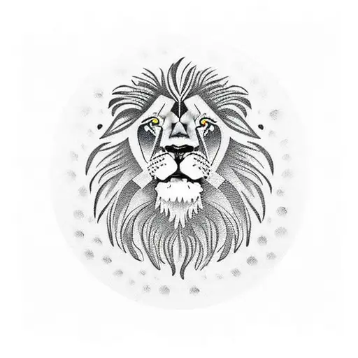 Lion tattoo with clock at 9:31 a.m. with first name Aaron and decorations tattoo design idea