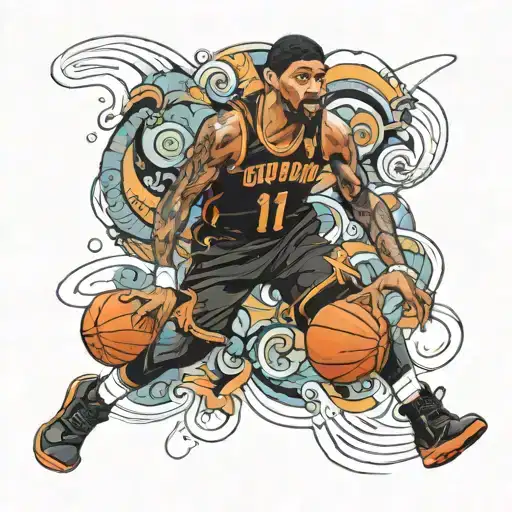 kyrie irving,number 11, playing basketball tattoo design idea