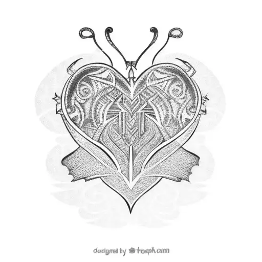 tribal heart tattoo design idea