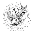 A minimalist design of a phoenix rising from ashes, symbolizing the idea of 'There's Sun after Rain. Love after Pain' tattoo design idea