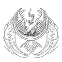 A minimalist design of a phoenix rising from ashes, symbolizing the idea of 'There's Sun after Rain. Love after Pain' tattoo design idea