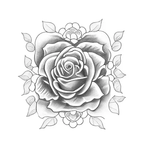 A blackwork design of a rosary made entirely of roses tattoo design idea