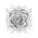 A blackwork design of a rosary made entirely of roses tattoo design idea