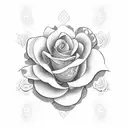 A blackwork design of a rosary made entirely of roses tattoo design idea