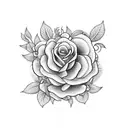 A blackwork design of a rosary made entirely of roses tattoo design idea