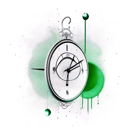 clock pendulum black green tattoo design idea