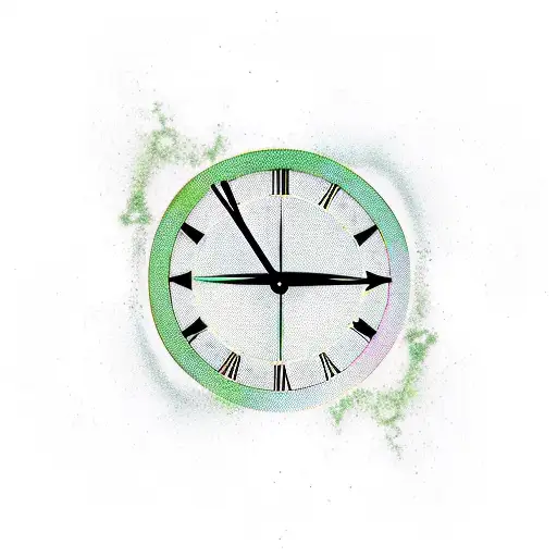 clock pendulum black and green tattoo design idea