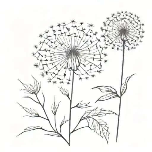 dandelion transforming tattoo design idea