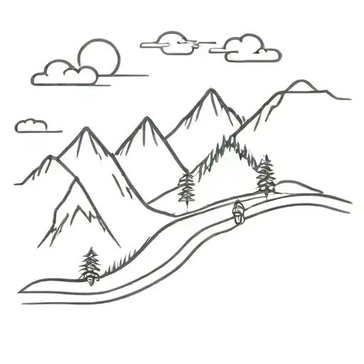 road from the forest to the mountains tattoo design idea