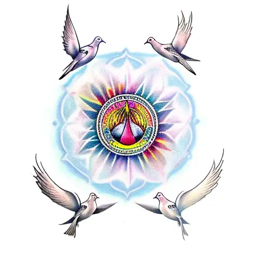 6 doves portraying kundalini energy rising in frequency and vibration tattoo design idea