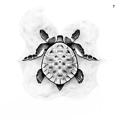 sea turtle with skull tattoo design idea