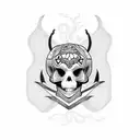 sea turtle with skull tattoo design idea