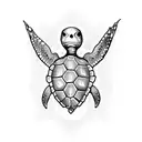 sea turtle with skull tattoo design idea