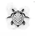 sea turtle with skull tattoo design idea