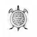 sea turtle with skull tattoo design idea