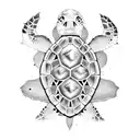 sea turtle with skull tattoo design idea