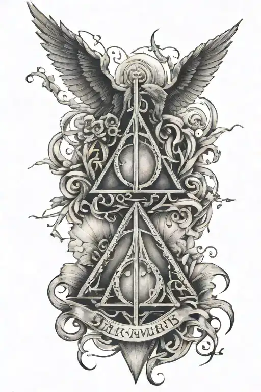 hogwarts deathly hallows tattoo design idea