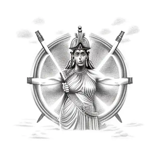 The Goddess Athena At War With The Gods tattoo design idea