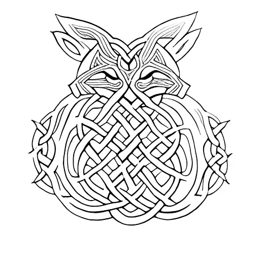 Celtic wolf knot tattoo design idea