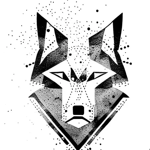abstract minimal Native American Wolf Head tattoo design idea